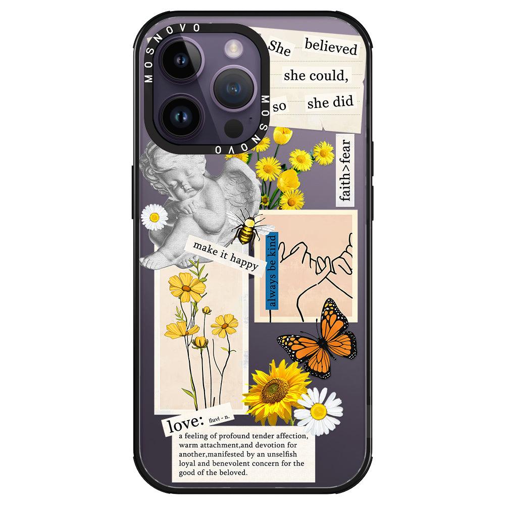 Vintage Collage Sunflower Butterfly Phone Case - iPhone 14 Pro Max Case - MOSNOVO