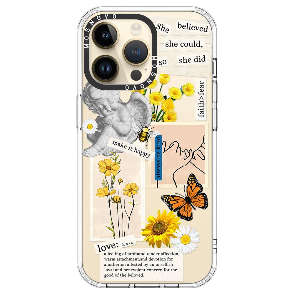 Vintage Collage Sunflower Butterfly Phone Case - iPhone 14 Pro Max Case - MOSNOVO