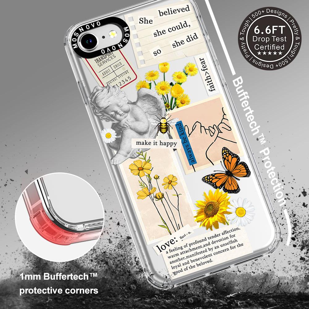 Vintage Collage Sunflower Butterfly Phone Case - iPhone 8 Case - MOSNOVO