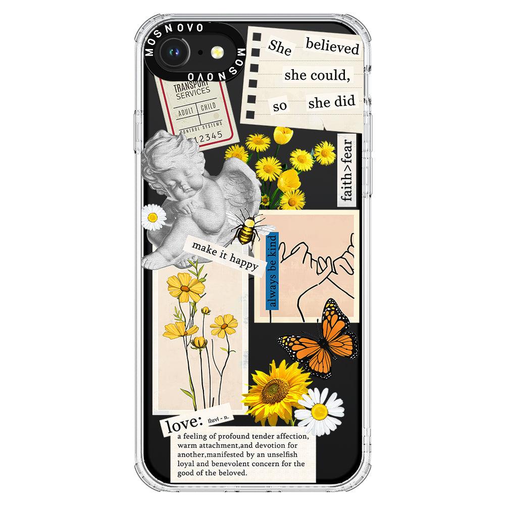 Vintage Collage Sunflower Butterfly Phone Case - iPhone SE 2020 Case - MOSNOVO