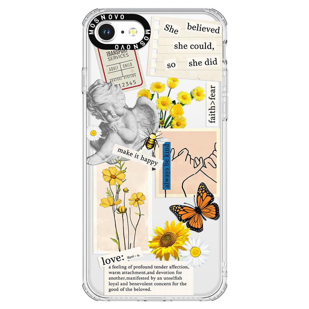 Vintage Collage Sunflower Butterfly Phone Case - iPhone SE 2022 Case - MOSNOVO