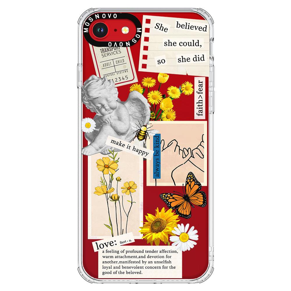 Vintage Collage Sunflower Butterfly Phone Case - iPhone SE 2022 Case - MOSNOVO