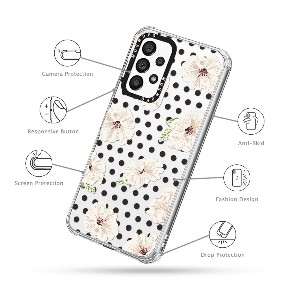 Vintage Hibiscus Flower Phone Case - Samsung Galaxy A53 Case - MOSNOVO