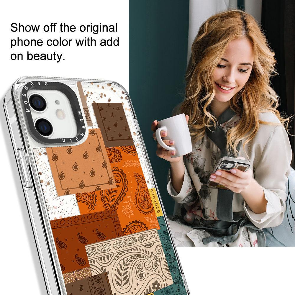 Vintage Paisley Glitter Phone Case - iPhone 12 Mini Case - MOSNOVO