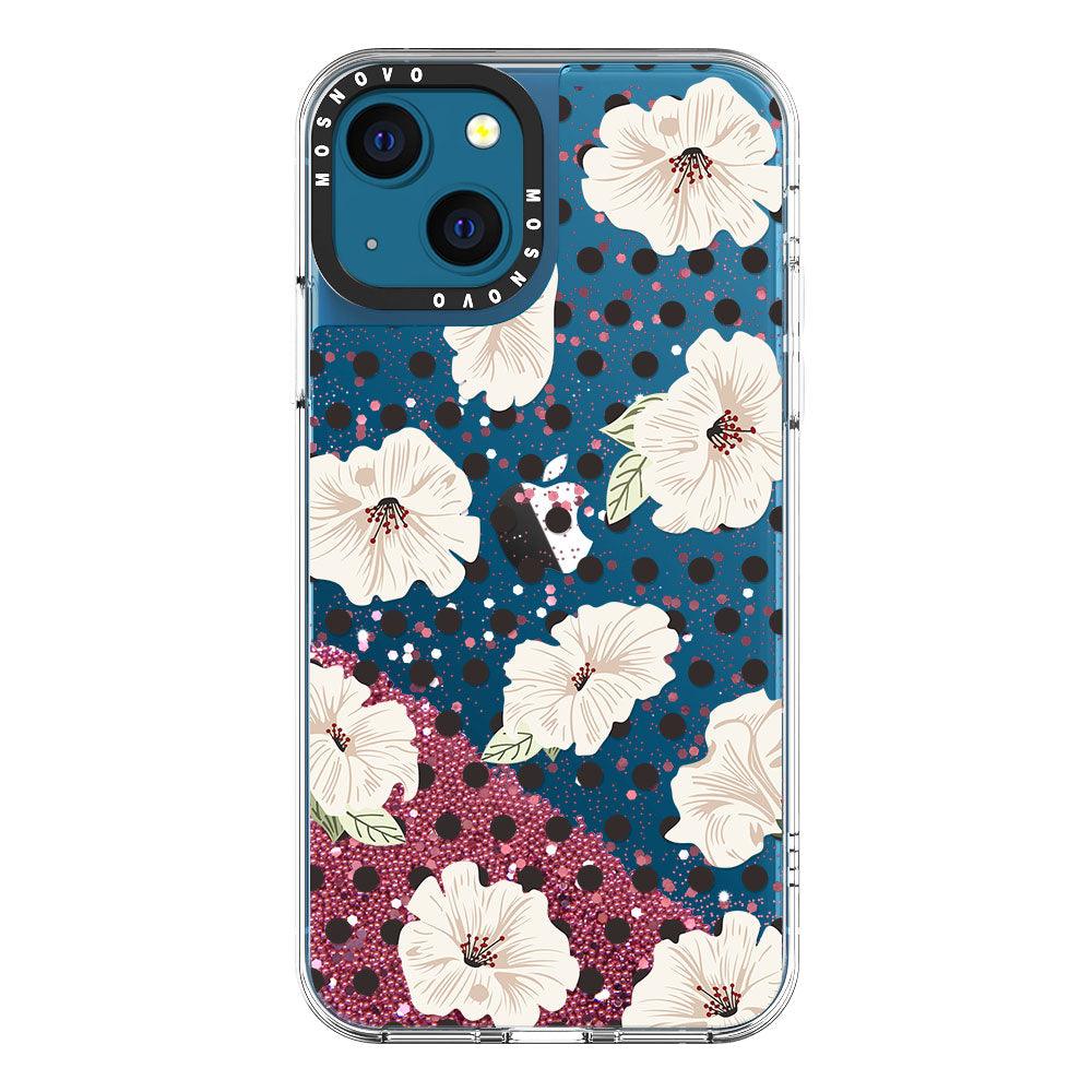 Vintage Polka Dot Flower Floral Glitter Phone Case - iPhone 13 Case - MOSNOVO