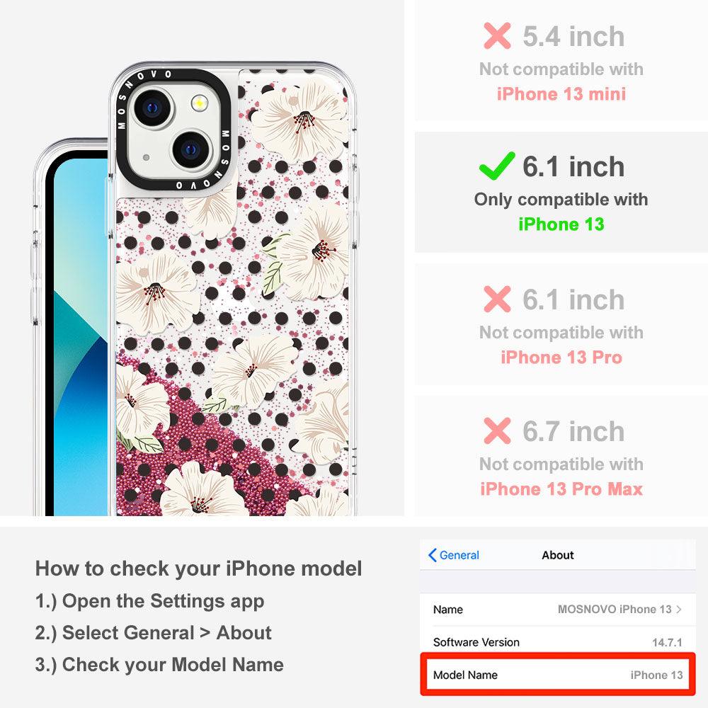 Vintage Polka Dot Flower Floral Glitter Phone Case - iPhone 13 Case - MOSNOVO