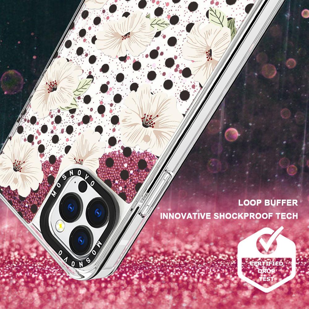 Vintage Polka Dot Flower Floral Glitter Phone Case - iPhone 13 Pro Max Case - MOSNOVO
