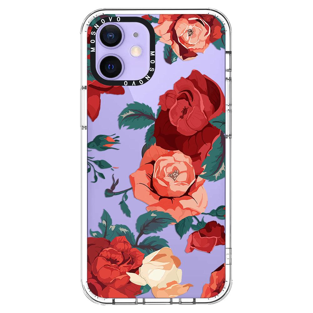 Vintage Red Rose Phone Case - iPhone 12 Case - MOSNOVO