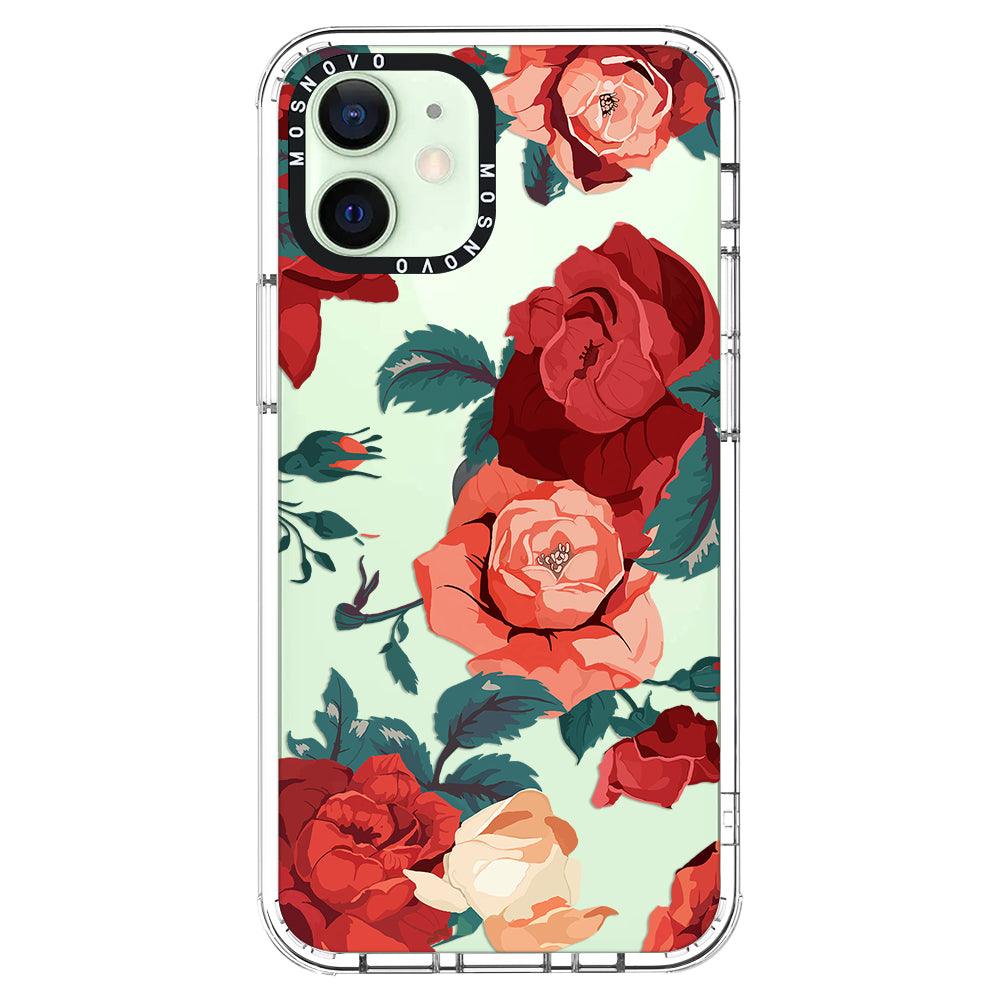 Vintage Red Rose Phone Case - iPhone 12 Mini Case - MOSNOVO
