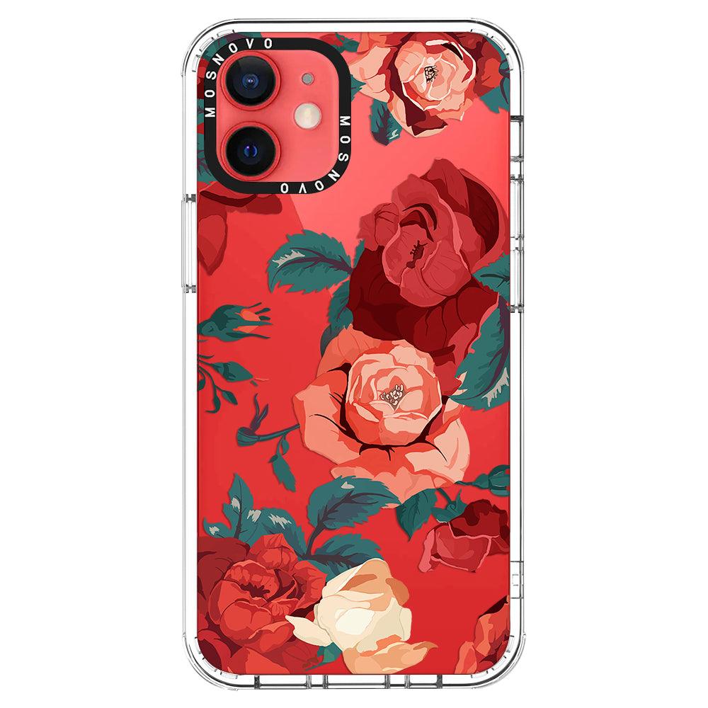 Vintage Red Rose Phone Case - iPhone 12 Mini Case - MOSNOVO