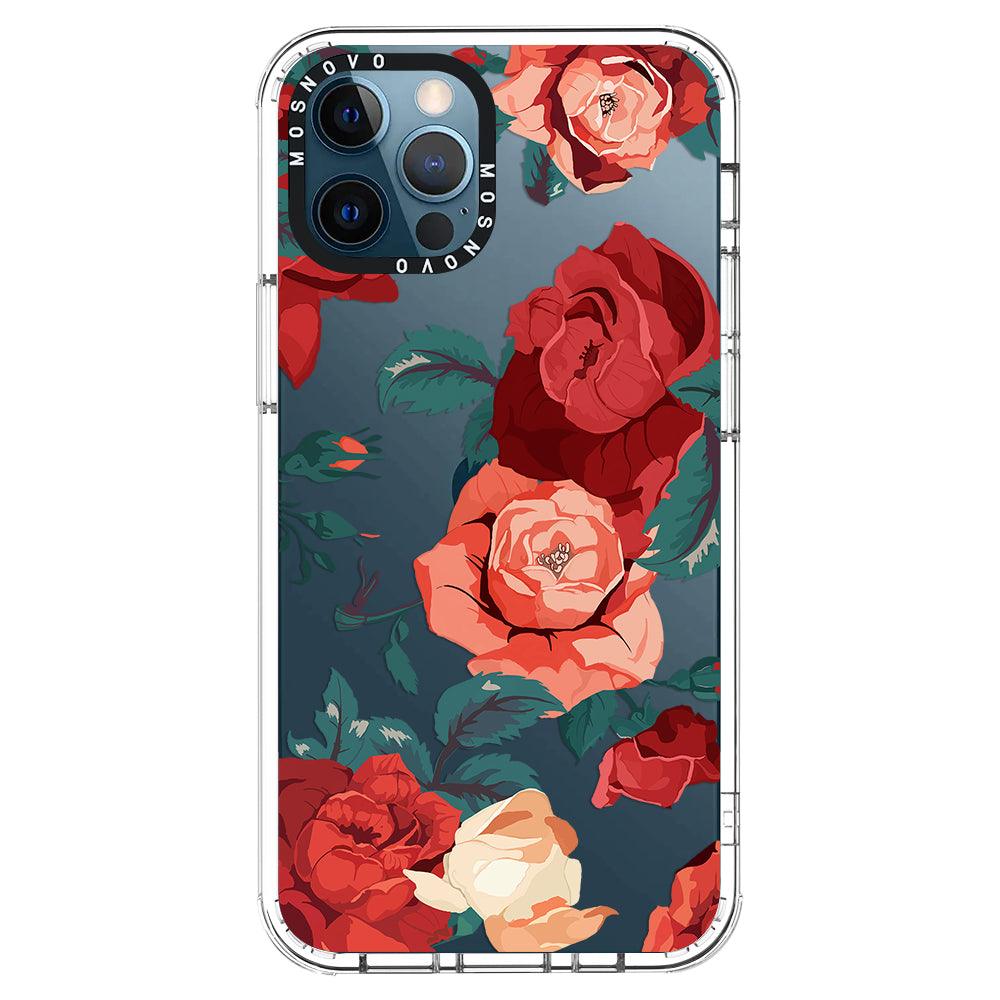 Vintage Red Rose Phone Case - iPhone 12 Pro Case - MOSNOVO