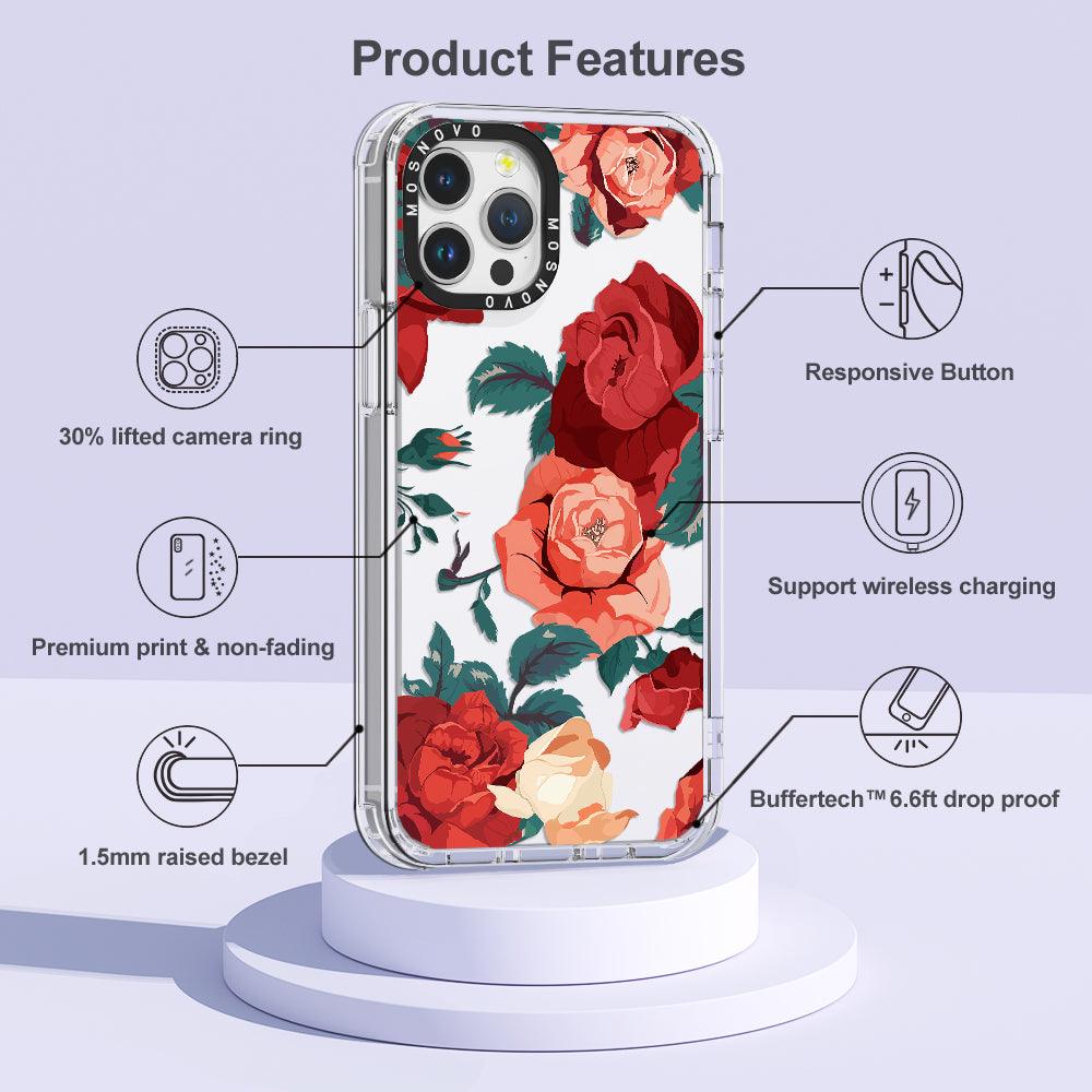 Vintage Red Rose Phone Case - iPhone 12 Pro Case - MOSNOVO
