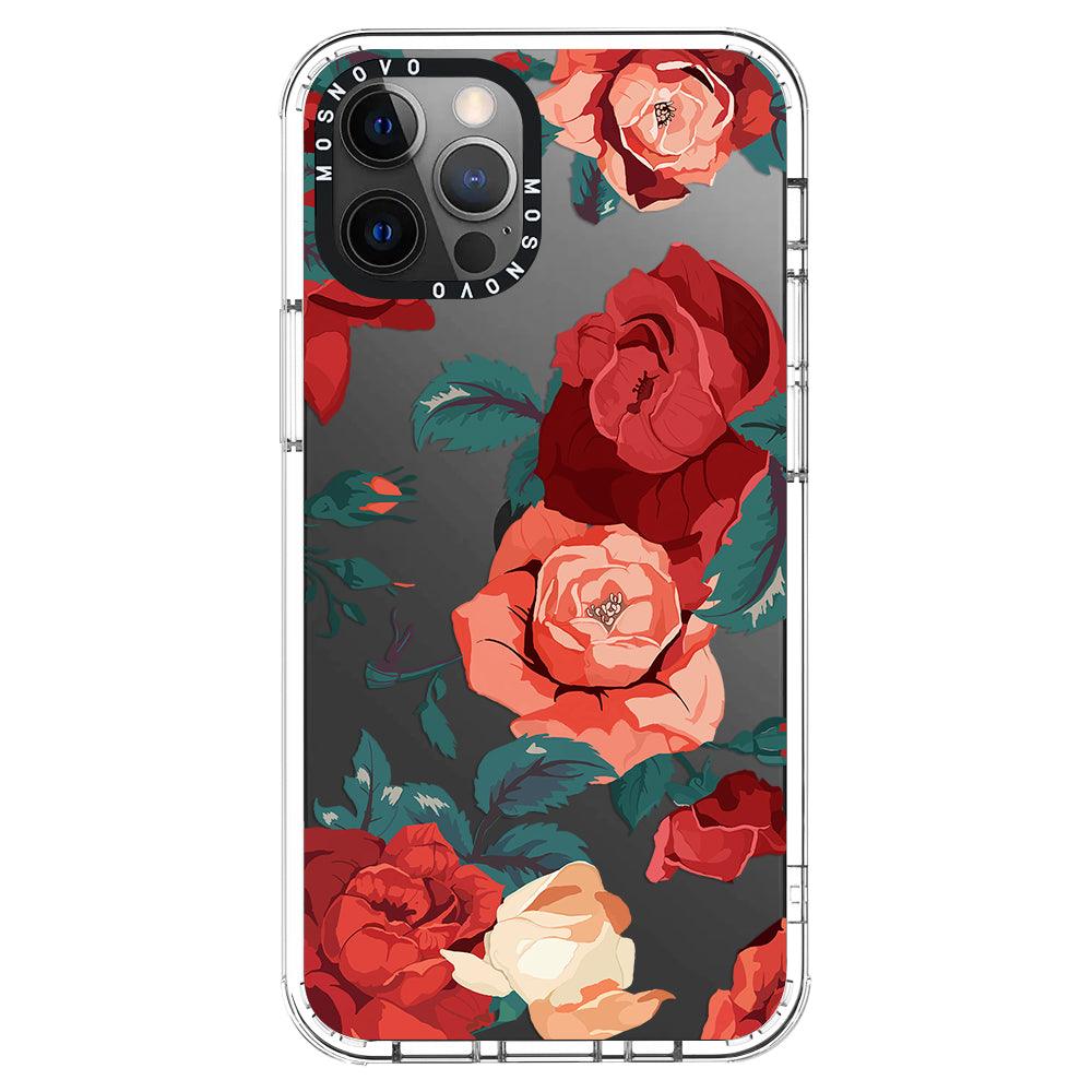 Vintage Red Rose Phone Case - iPhone 12 Pro Max Case - MOSNOVO