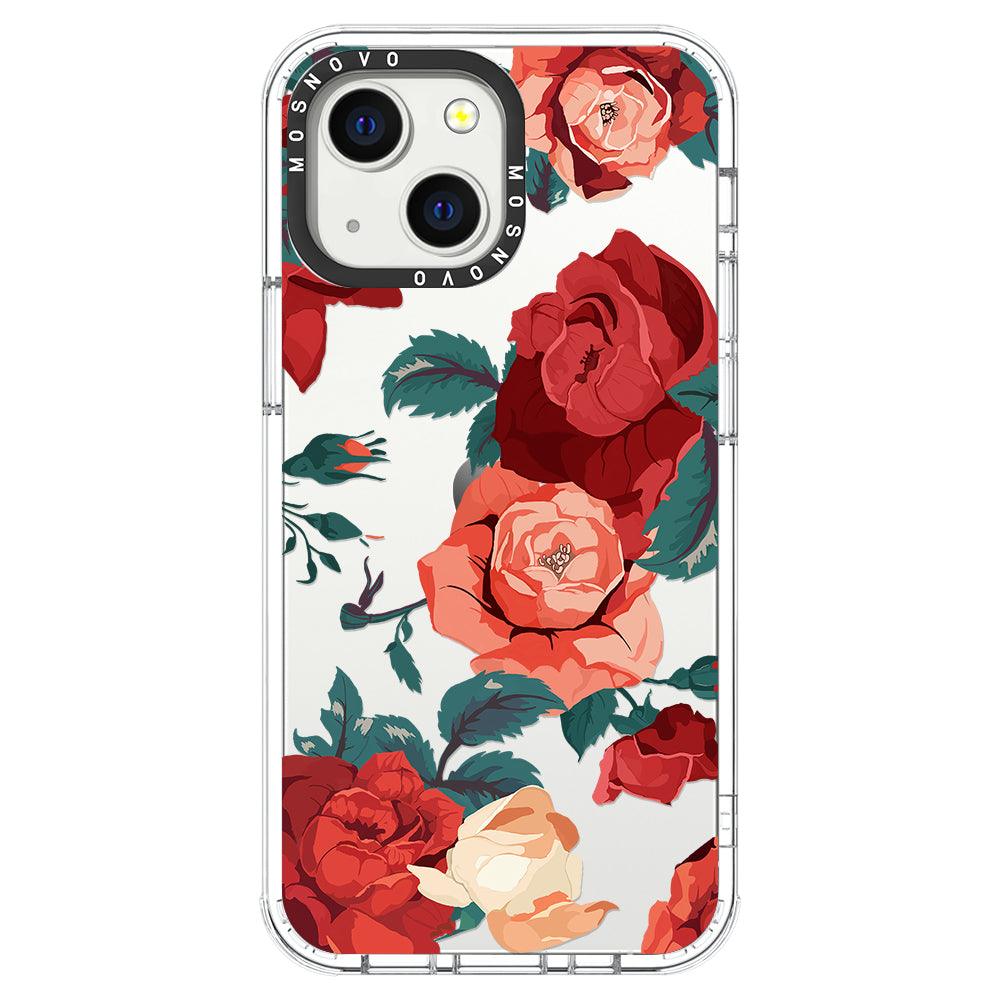 Vintage Red Rose Phone Case - iPhone 13 Mini Case - MOSNOVO