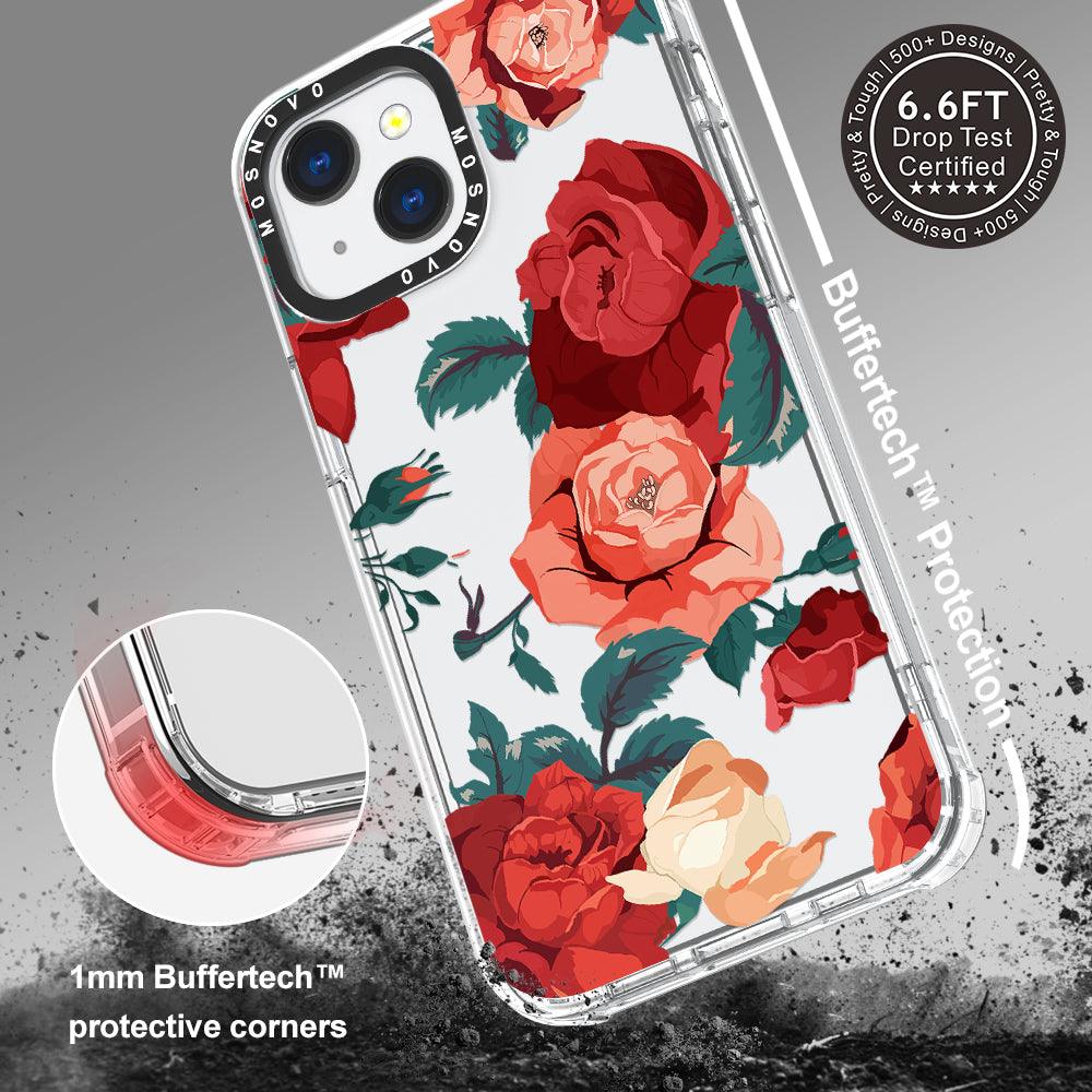 Vintage Red Rose Phone Case - iPhone 13 Mini Case - MOSNOVO