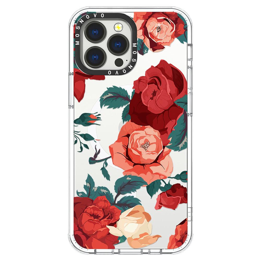Vintage Red Rose Phone Case - iPhone 13 Pro Max Case - MOSNOVO