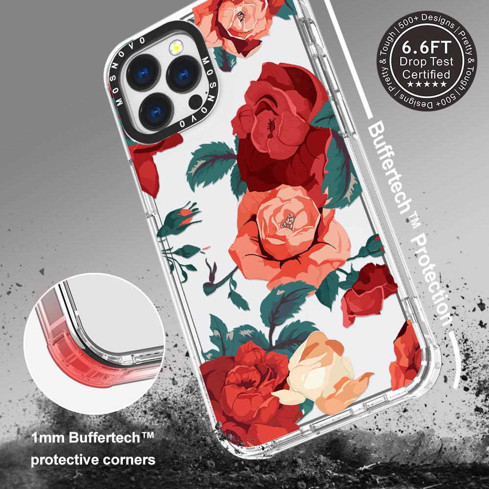 Vintage Red Rose Phone Case - iPhone 13 Pro Max Case - MOSNOVO