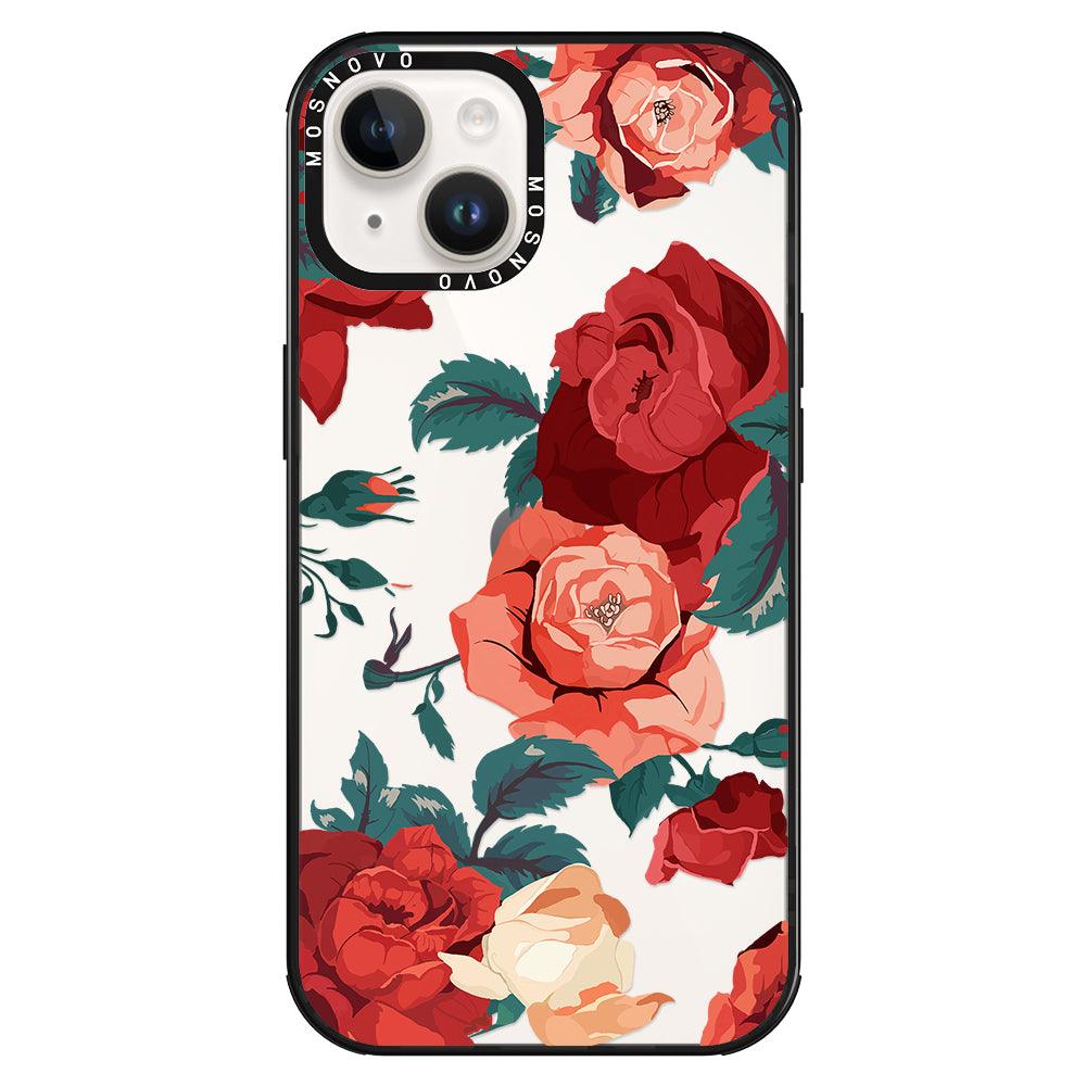 Vintage Red Rose Phone Case - iPhone 14 Plus Case - MOSNOVO
