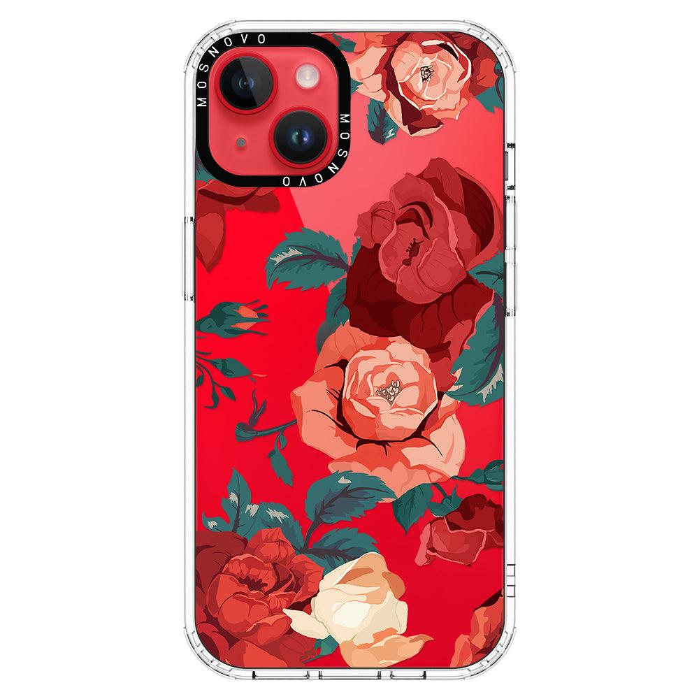 Vintage Red Rose Phone Case - iPhone 14 Plus Case - MOSNOVO