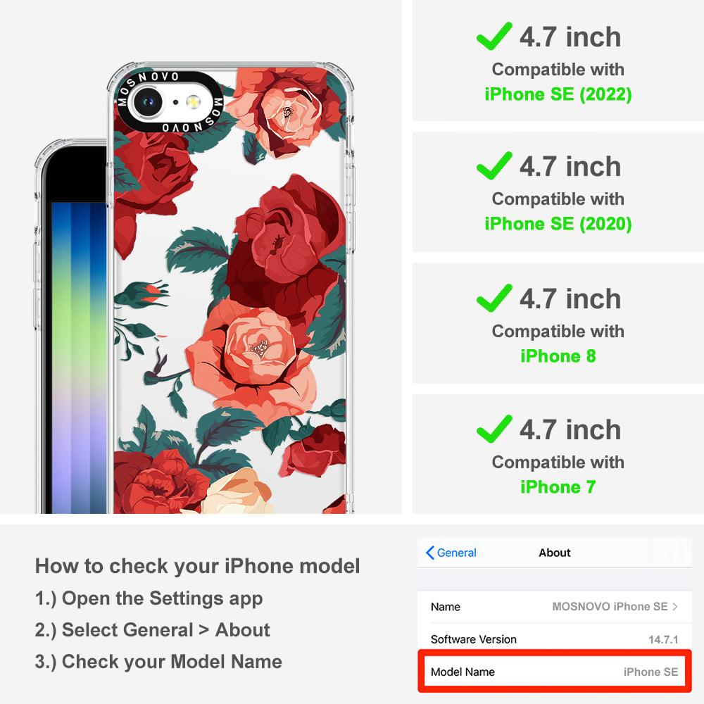 Vintage Red Rose Phone Case - iPhone SE 2022 Case - MOSNOVO
