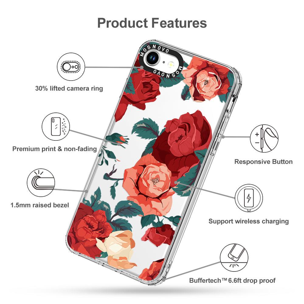 Vintage Red Rose Phone Case - iPhone SE 2022 Case - MOSNOVO