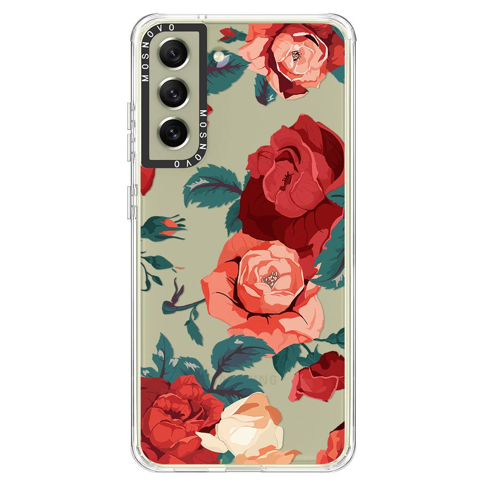 Vintage Red Rose Phone Case - Samsung Galaxy S21 FE Case - MOSNOVO
