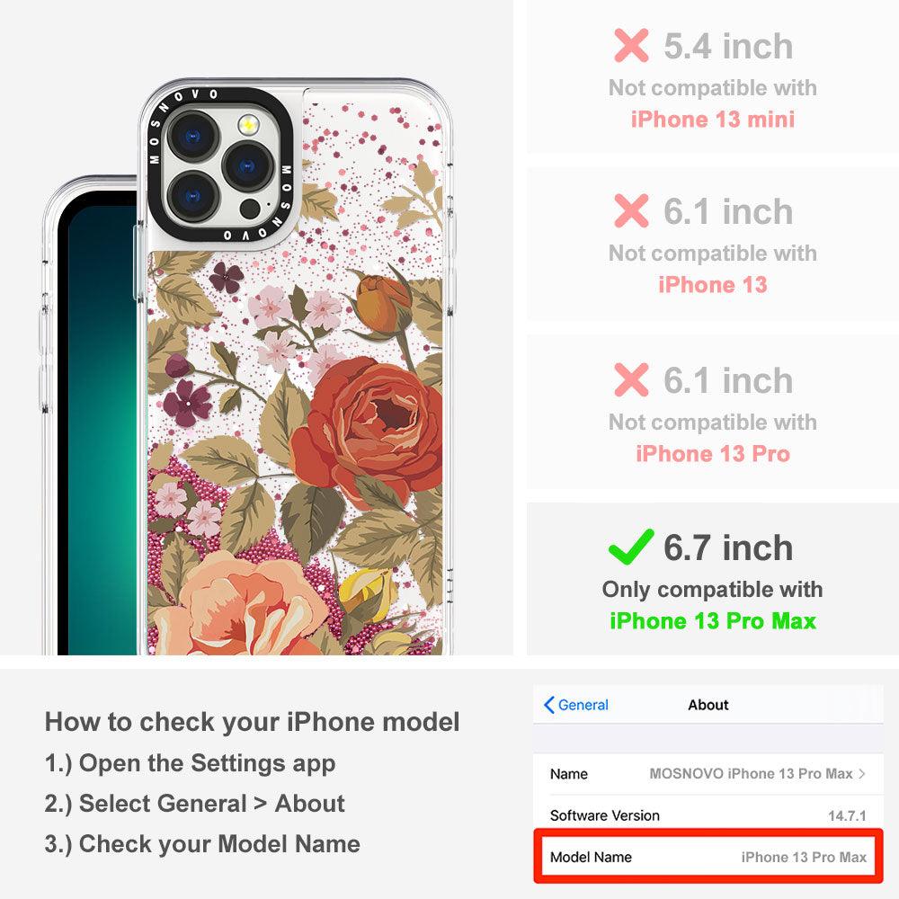 Vintage Roses Glitter Phone Case - iPhone 13 Pro Max Case - MOSNOVO