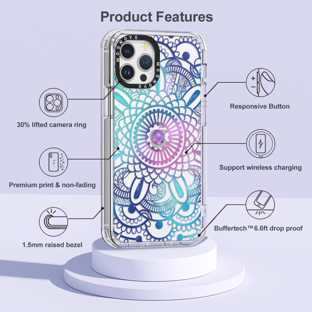 Violet Blue Mandala Phone Case - iPhone 12 Pro Case - MOSNOVO