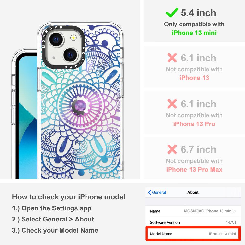 Violet Blue Mandala Phone Case - iPhone 13 Mini Case - MOSNOVO