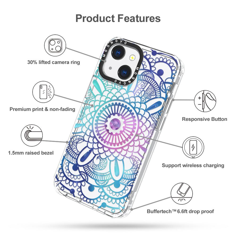 Violet Blue Mandala Phone Case - iPhone 13 Mini Case - MOSNOVO