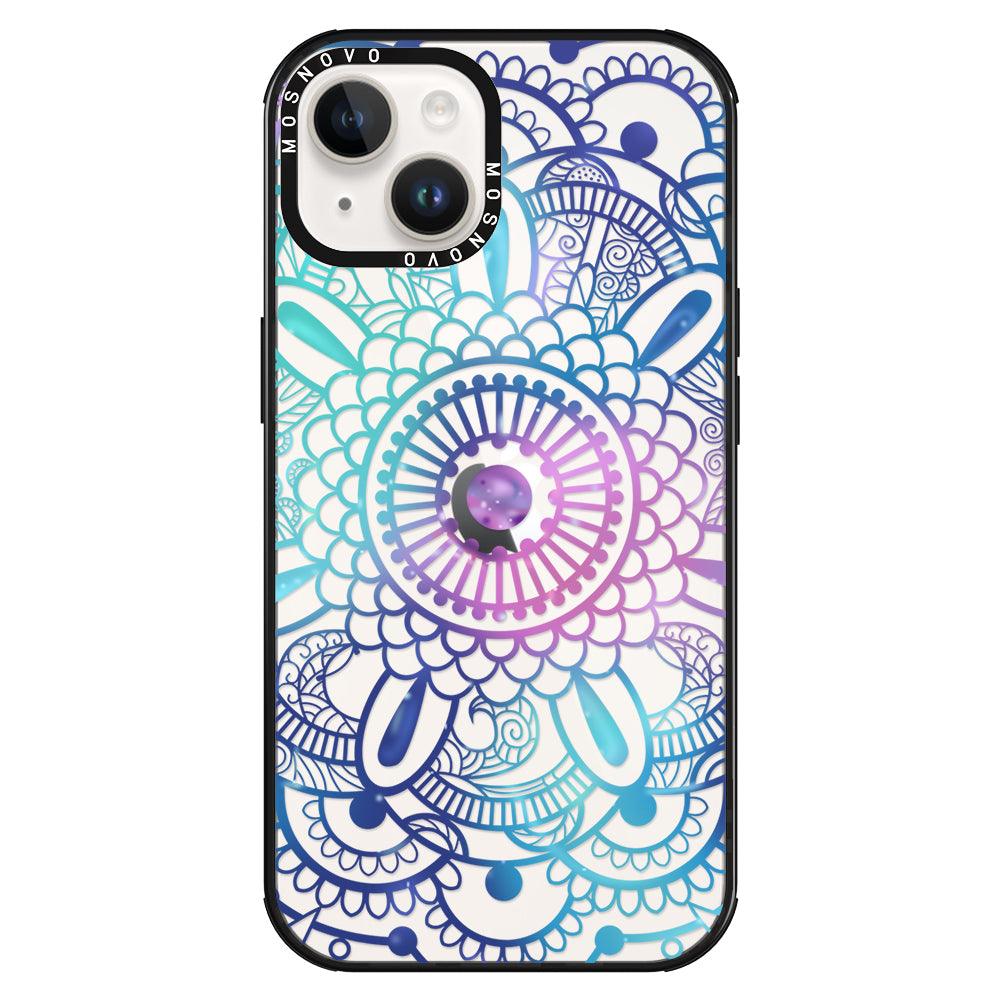 Violet Blue Mandala Phone Case - iPhone 14 Plus Case - MOSNOVO
