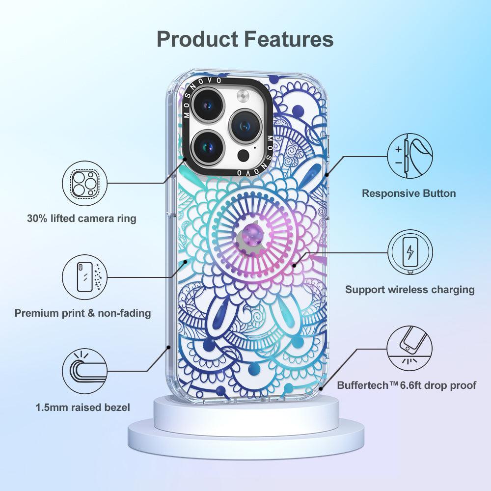Violet Blue Mandala Phone Case - iPhone 14 Pro Case - MOSNOVO