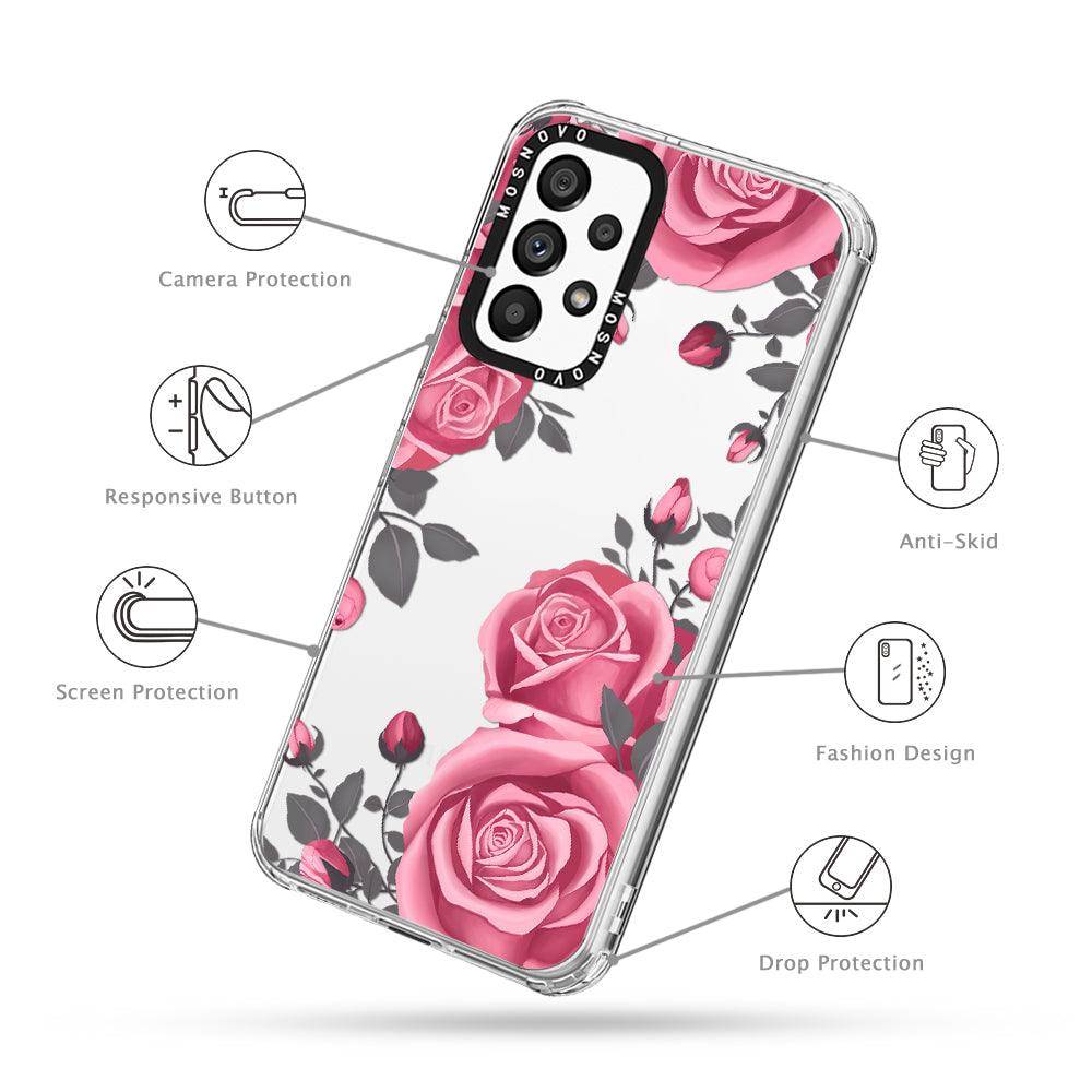 Viva Magenta Flower Phone Case - Samsung Galaxy A53 Case - MOSNOVO