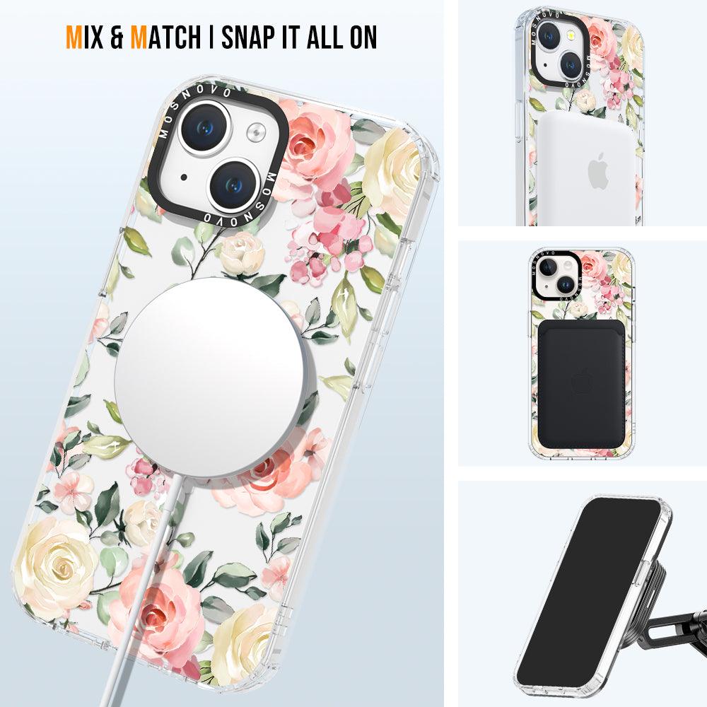 Watercolor Flower Floral Phone Case - iPhone 14 Plus Case - MOSNOVO