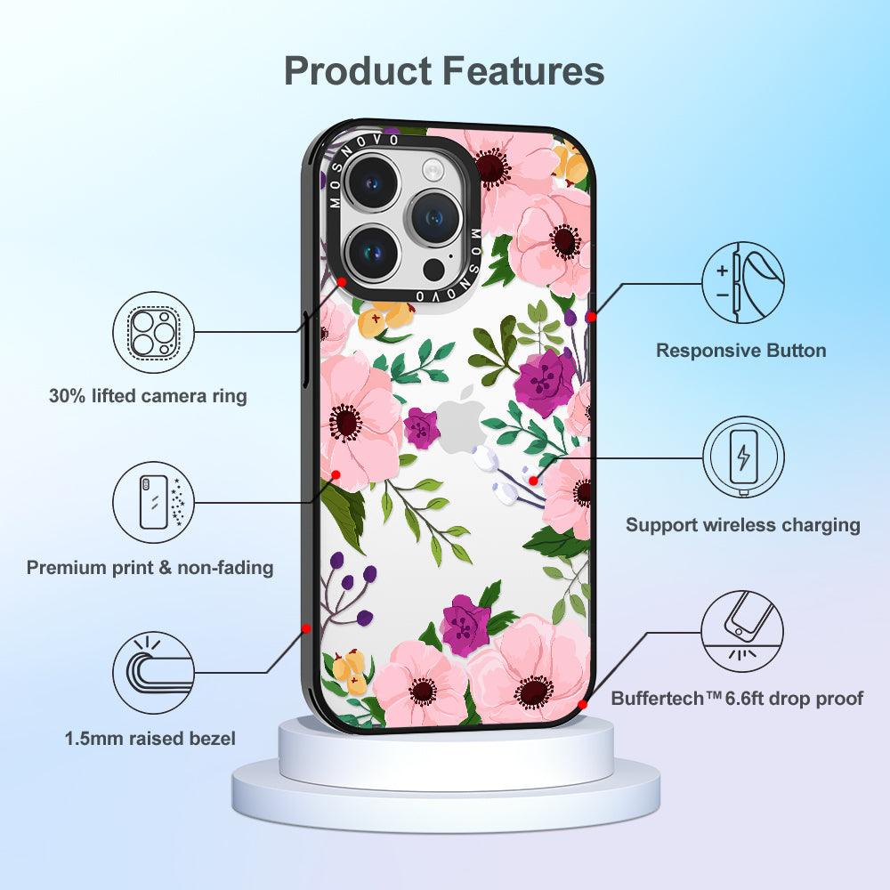 Watercolor Floral Phone Case - iPhone 14 Pro Max Case - MOSNOVO