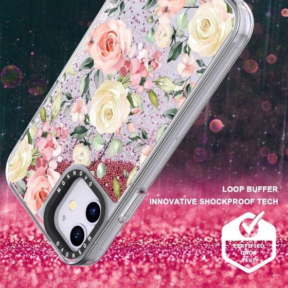 Watercolor Flower Floral Glitter Phone Case - iPhone 11 Case - MOSNOVO
