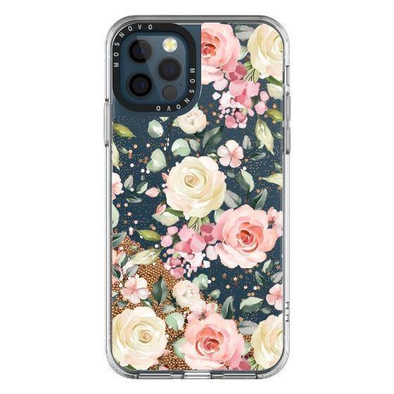 Watercolor Flower Floral Glitter Phone Case - iPhone 12 Pro Case - MOSNOVO