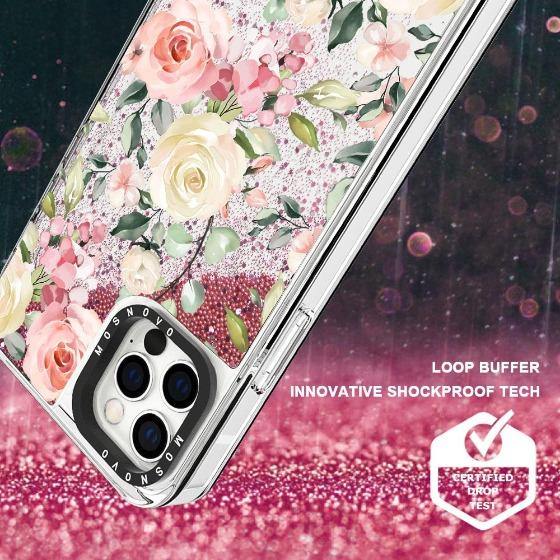 Watercolor Flower Floral Glitter Phone Case - iPhone 12 Pro Case - MOSNOVO