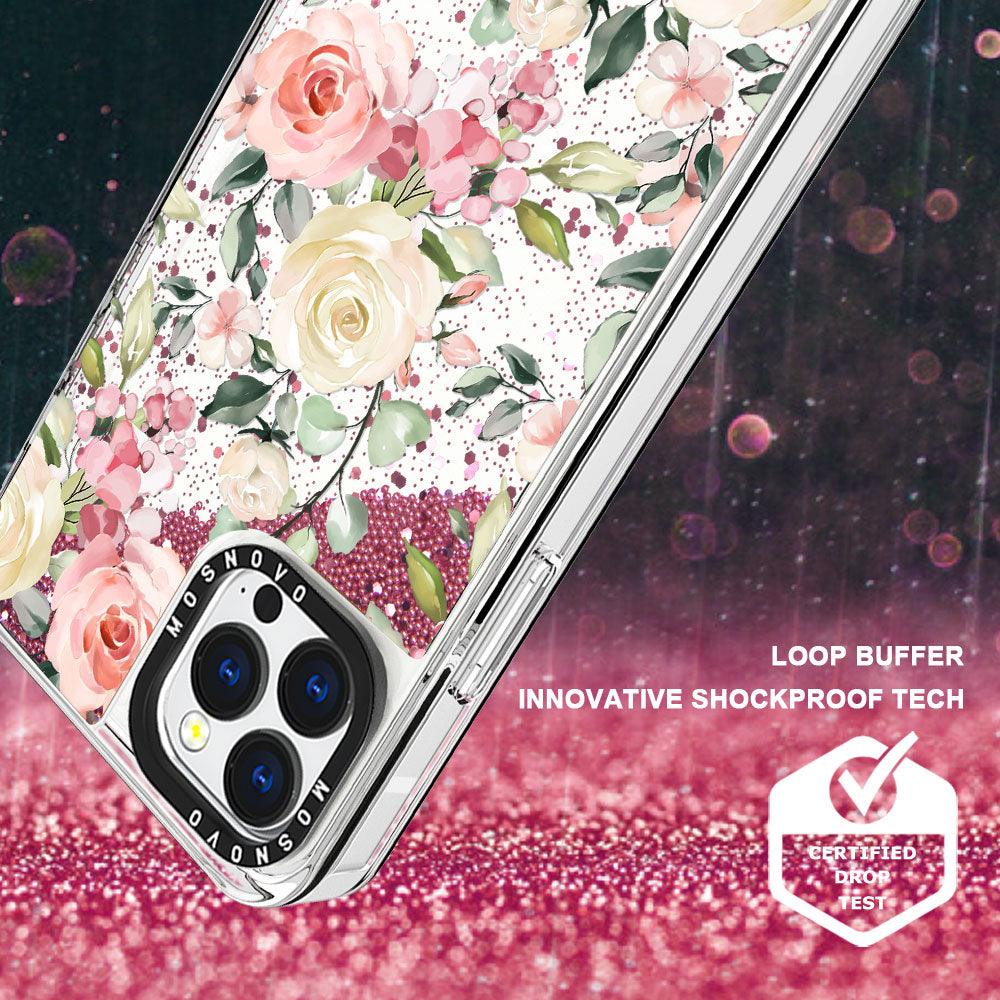 Watercolor Flower Floral Glitter Phone Case - iPhone 13 Pro Max Case - MOSNOVO