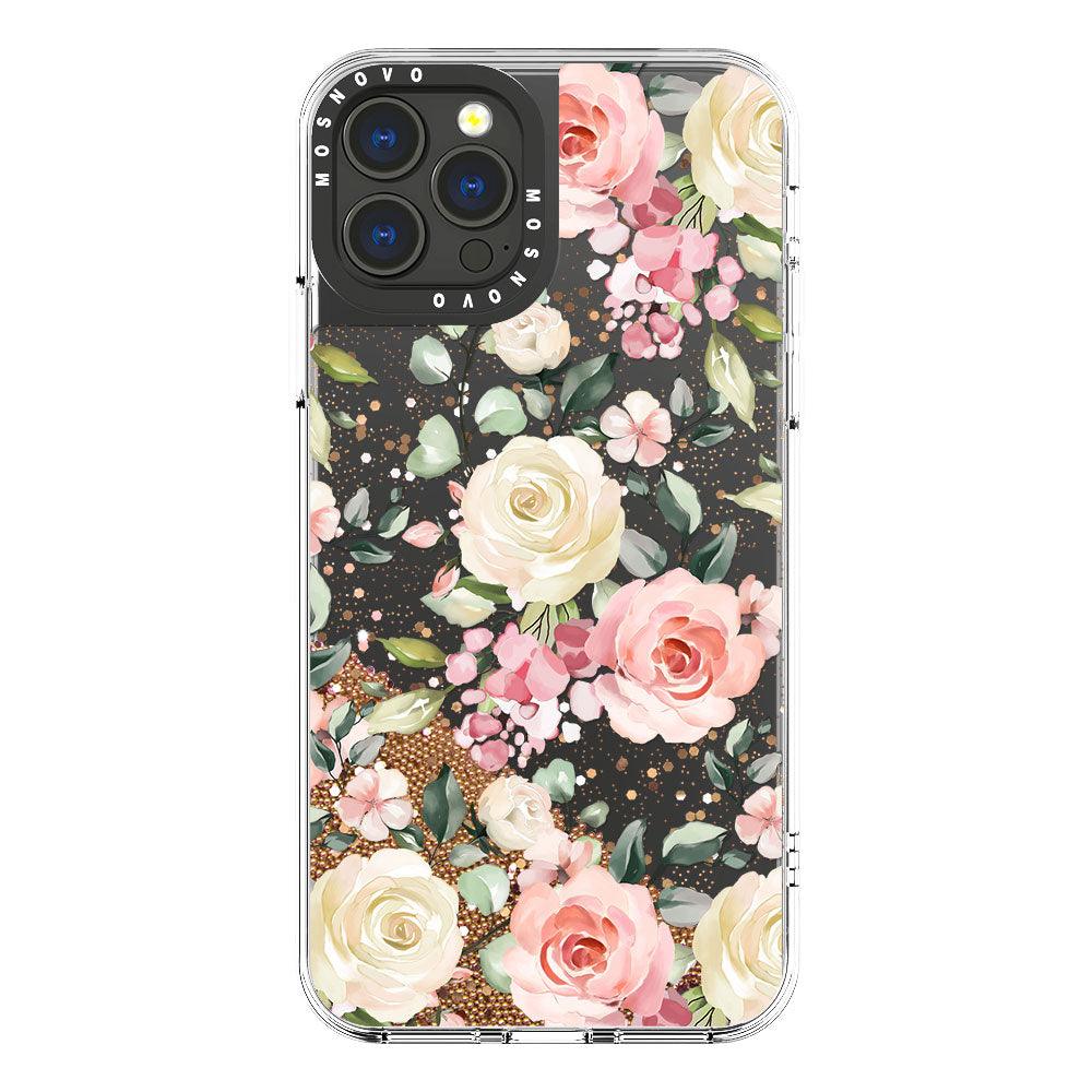Watercolor Flower Floral Glitter Phone Case - iPhone 13 Pro Max Case - MOSNOVO