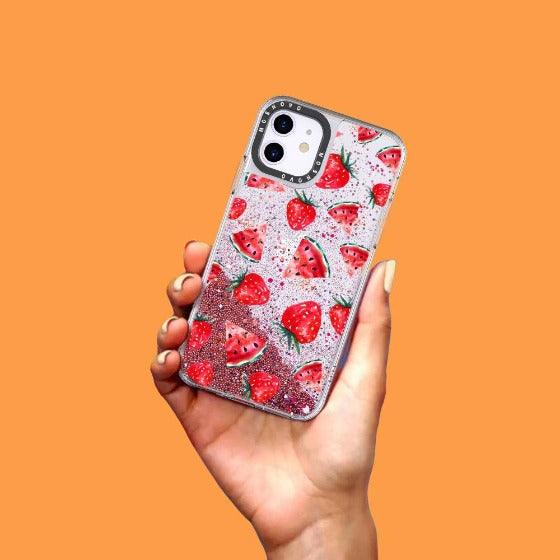 Watermelon and Strawberry Glitter Phone Case -  iPhone 11 Case - MOSNOVO