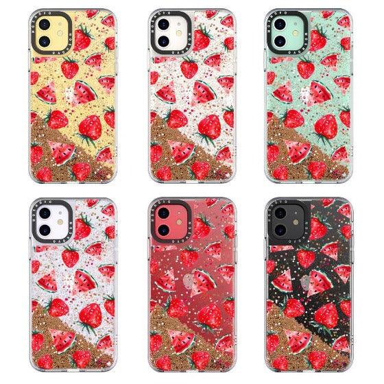 Watermelon and Strawberry Glitter Phone Case -  iPhone 11 Case - MOSNOVO