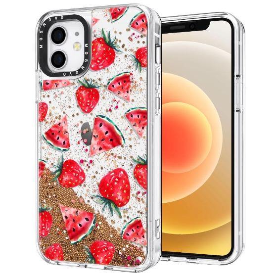 Watermelon and Strawberry Glitter Phone Case - iPhone 12 Case - MOSNOVO