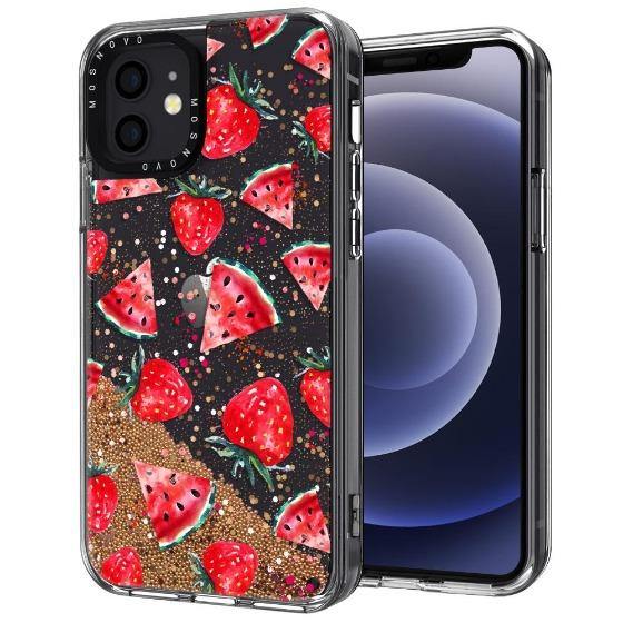 Watermelon and Strawberry Glitter Phone Case - iPhone 12 Case - MOSNOVO
