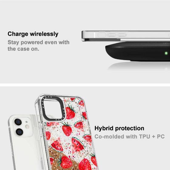 Watermelon and Strawberry Glitter Phone Case - iPhone 12 Mini Case - MOSNOVO