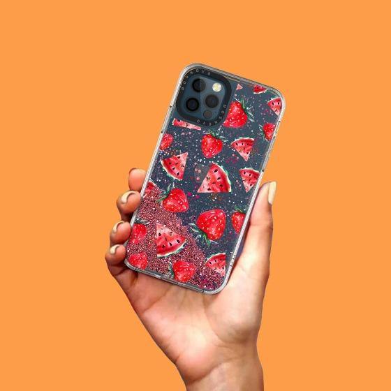 Watermelon and Strawberry Glitter Phone Case - iPhone 12 Pro Case - MOSNOVO