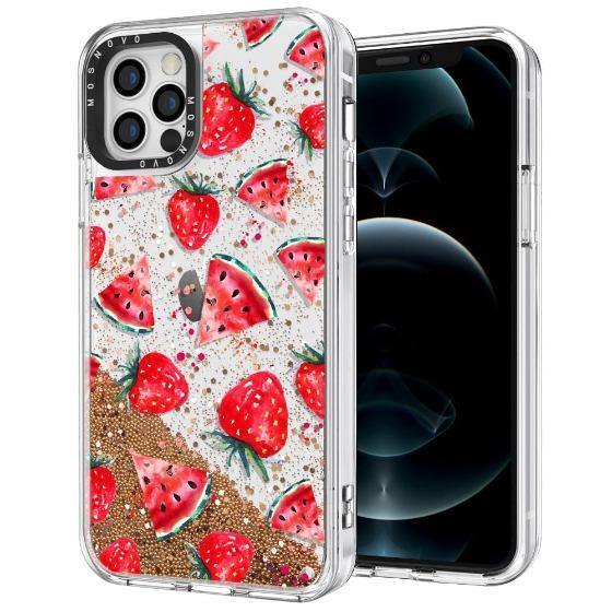Watermelon and Strawberry Glitter Phone Case - iPhone 12 Pro Case - MOSNOVO