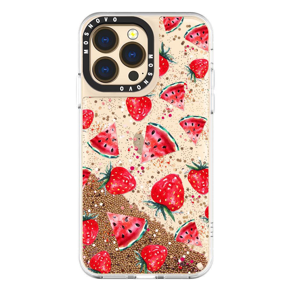 Watermelon and Strawberry Glitter Phone Case - iPhone 13 Pro Case - MOSNOVO