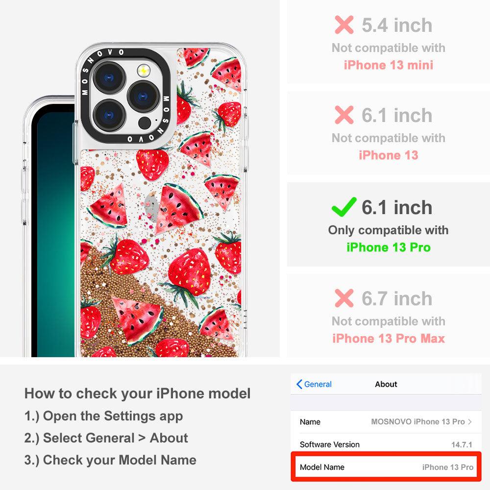 Watermelon and Strawberry Glitter Phone Case - iPhone 13 Pro Case - MOSNOVO