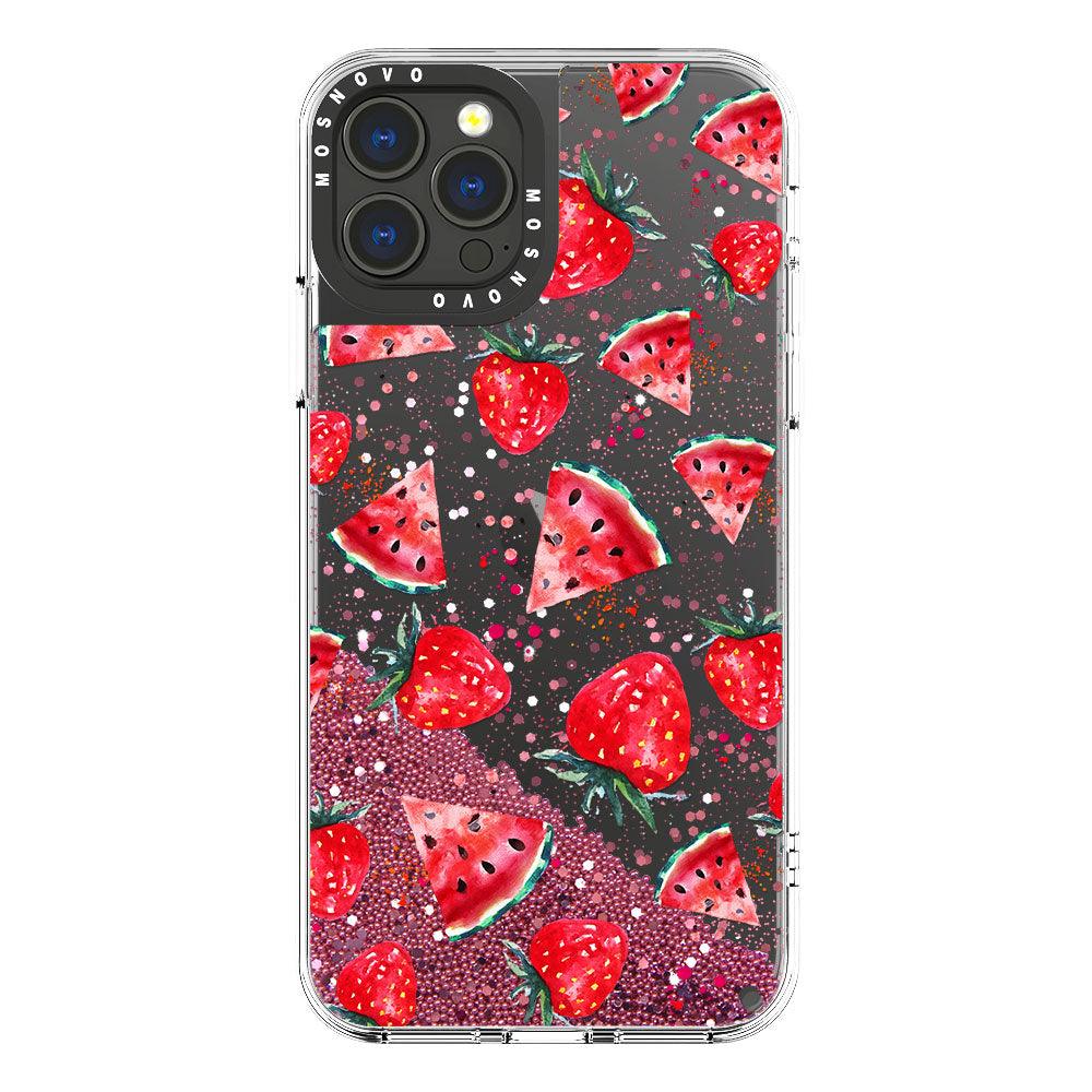 Watermelon and Strawberry Glitter Phone Case - iPhone 13 Pro Max Case - MOSNOVO